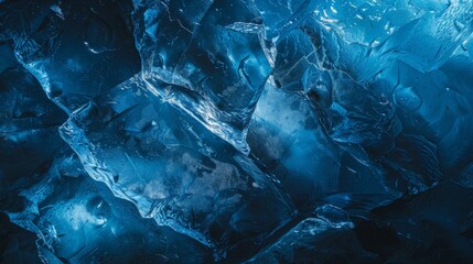 Wall Mural - A close up of ice cubes with a blue tint