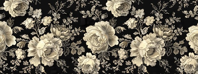 Fototapete - A pattern of intricate lace designs with floral motifs, reminiscent of vintage fashion.