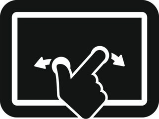 Poster - Black and white icon representing a touchscreen hand gesture of swiping