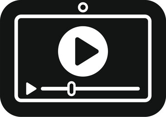 Fototapete - Vector illustration of a modern video player interface icon for tablet with black and white flat design, suitable for web, applications, and multimedia content