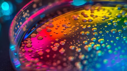 Wall Mural - A colorful liquid is in a glass dish