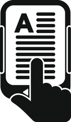 Poster - Stylized black and white icon representing a hand touching an electronic reader or mobile device