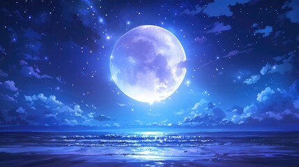Wall Mural - a captivating image of the full moon shining brightly against a dark mysterious backdrop