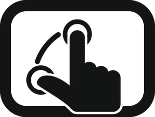 Poster - Vector illustration of a minimalist black and white touchscreen tap icon representing interactive user interface and control on modern smart devices. Featuring hand gesture and clickable area