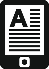 Poster - simplified representation of an ebook reader device in black and white icon format