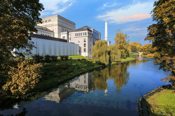 Canvas Print - Fall in Riga, view of the city channel