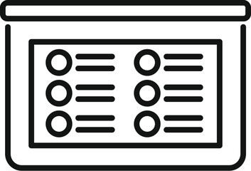 Poster - minimalistic line drawing of a presentation board with bullet points, ideal for educational and busi