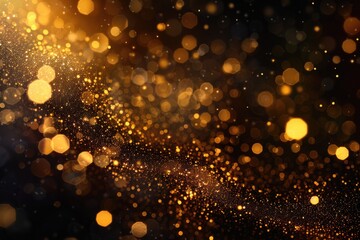 Wall Mural - A striking black and gold background with sparkling lights. Ideal for luxury and festive themes.