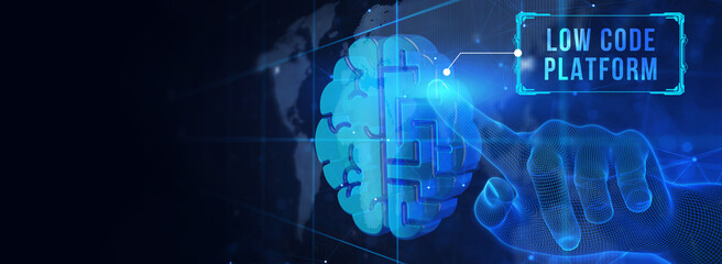 Low Code software development platform technology concept. 3d illustration