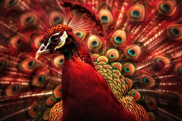 Poster - Detailed close up of a bird with numerous feathers. Suitable for various nature themes