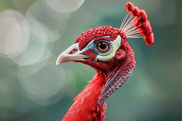 Poster - Close up of a bird with a red head, perfect for nature designs