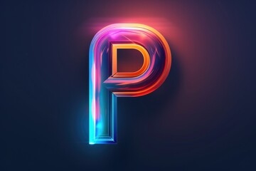 Aufkleber - A neon letter P glowing on a dark background. Ideal for graphic design projects