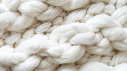 Poster - A close up shot of a pile of white yarn. Suitable for textile industry projects