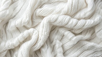 Poster - A close-up view of a pile of white yarn. Ideal for textile and crafting projects