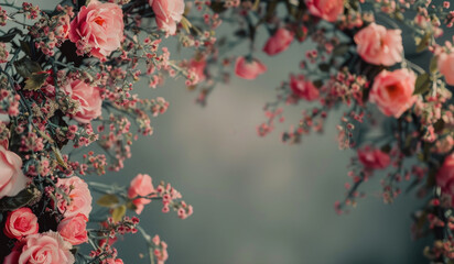 Canvas Print - Close up of a bunch of pink flowers, ideal for floral backgrounds