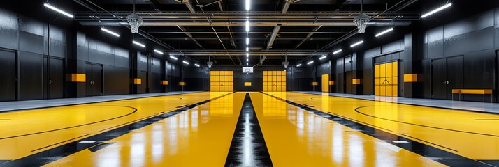 Wall Mural - Basketball academy, yellow and black, generated with AI