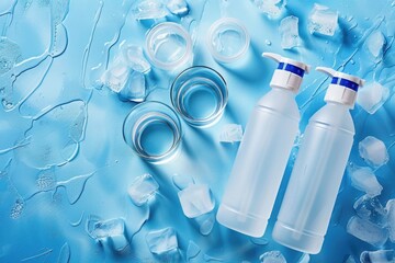 Poster - Bottles sitting on top of ice, perfect for beverage or summer concept