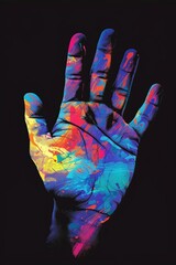 Poster - A person's hand painted with multicolored paint. Suitable for artistic projects