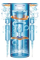 Poster - Clear glass filled with water and bubbles. Great for hydration concept