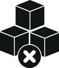 Sticker - Black and white illustration of threedimensional cubes with a prominent red 'x' cancellation icon