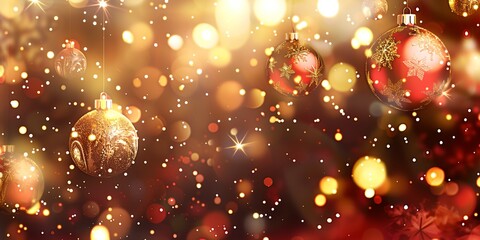 Poster - a group of Christmas ornaments hanging from a string on a tree with bokeh lights in the background