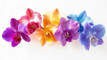 Poster - Vibrant flowers displayed on a clean white background. Perfect for spring or nature-themed projects