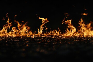 Poster - Close up view of fire burning on black background. Suitable for various design projects