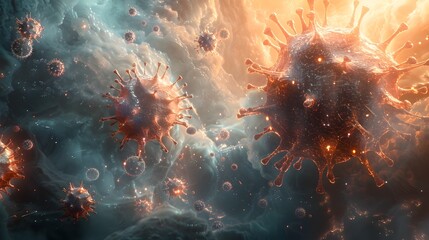 Fototapete - Cataclysmic Cosmic Explosion Engulfing the Universe in Fiery Grandeur