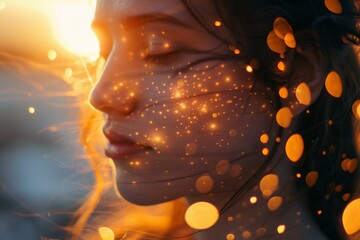 Poster - The image captures a twinkling bokeh effect and blends it with a warm brown gradient background