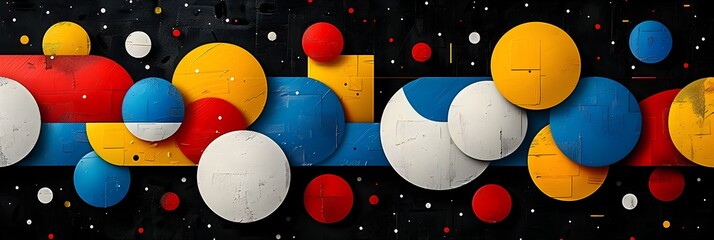 Aufkleber - Colorful Geometric Spheres in a Captivating Cosmic Composition