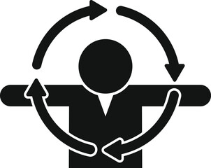 Poster - A flat design icon depicting a person with a headset representing client support