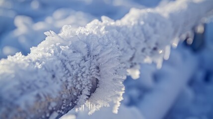 Wall Mural - A frozen pipe is covered in snow and ice