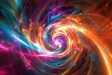 Poster - Vibrant abstract swirling energy with bright colors on a dark background.