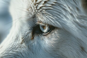 Wall Mural - Extremely closeup of a white wolfas eye, generated with AI