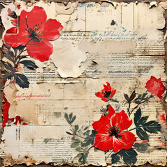 Wall Mural - Old vintage paper background with grunge effect.