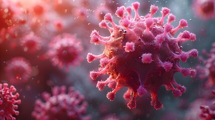 Poster - Detailed Microscopic View of Viral Pathogen Causing Global Health Emergency