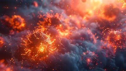 Poster - Dynamic Fiery Explosion of Intense Flames and Scorching Heat in Dramatic Energetic Motion