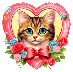 Canvas Print - PNG Cat printable sticker pattern mammal heart.