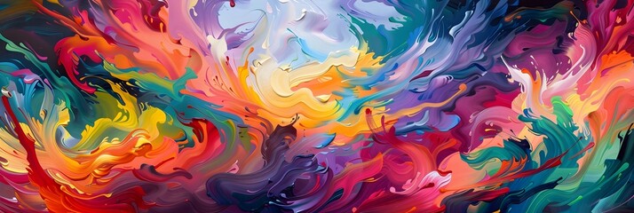 Wall Mural - Euphoric Chromatic Explosion Mesmerizing Fusion of Vibrant Colors and Fluid Shapes