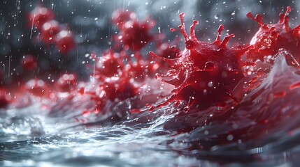 Poster - Explosive Crimson Liquid Splash Captured in Dynamic Freeze Frame Motion