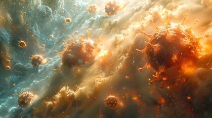 Poster - Fiery Cosmic Explosion Illuminating the Enigmatic Depths of the Universe