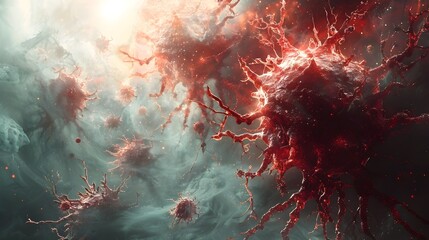 Aufkleber - Mesmerizing Cosmic Explosion of Vibrant Energetic Swirls in a Surreal Celestial Landscape