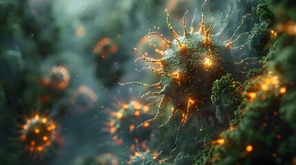 Aufkleber - Mesmerizing Glowing Cellular Explosion of Radiant Energy and Light