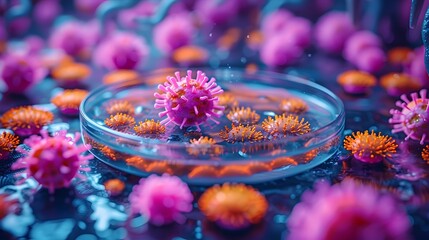 Poster - Mesmerizing Microscopic Masterpiece Vibrant Cellular Structures Unveil the Intricate Beauty of the Microworld