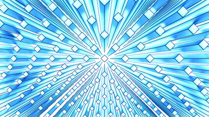 Poster - Abstract columns with the distortion of space. Motion. Optical illusion with dots and pillars around central point.