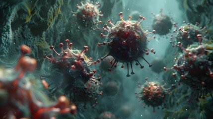 Aufkleber - Microscopic View of Dangerous Viral Pathogens During Global Pandemic Outbreak