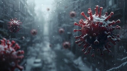 Aufkleber - Microscopic View of Deadly Coronavirus Pandemic Outbreak Causing Global Health Crisis