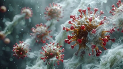 Aufkleber - Microscopic View of Deadly Coronavirus Structure Revealing Genetic Makeup for Scientific Research and Medical Healthcare Solutions