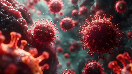 Aufkleber - Microscopic View of Infectious Coronavirus Cells Causing Global Pandemic Outbreak