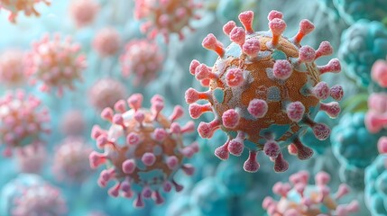 Poster - Microscopic View of Infectious Coronavirus Cells Causing Global Pandemic